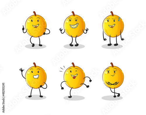 langsat fruit happy set character. cartoon mascot vector