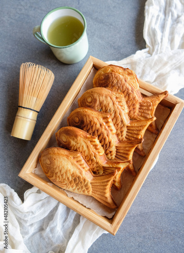 Homemade Japanese pastry. Fish Taiyaki Cake with Purple Sweet Potato Fillings. Great for breakfast, tea break or tea time or between meals snack