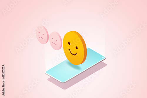 Happy face emoticon on mobile.