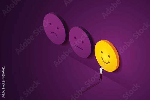 Customer chooses a happy face emoticon.