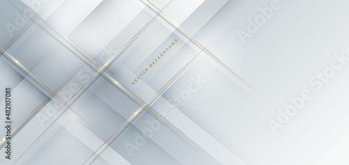 Luxury abstrct 3d template design with golden diagonal lines on white background.