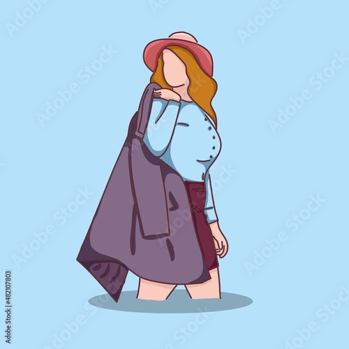 vector illustration design of a female model posing with her jacket.