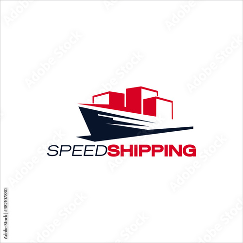 Tranportation industry logo design container shipment vector 