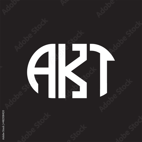 AKT letter logo design on black background. AKT