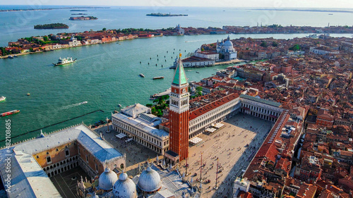 Aerial view of Venice Rooftops and Saint Mark's Square