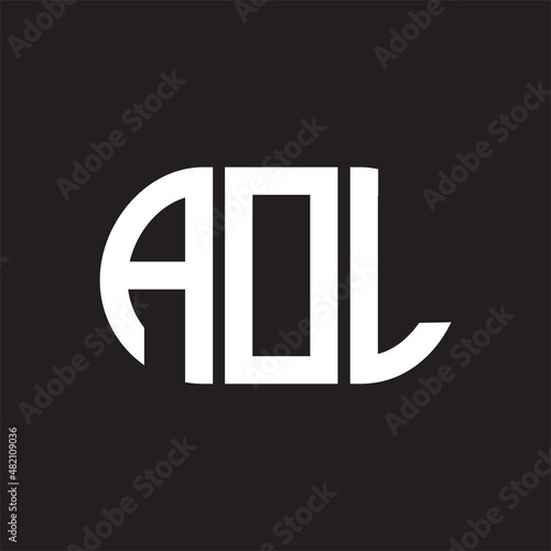 AOL letter logo design on black background. AOL