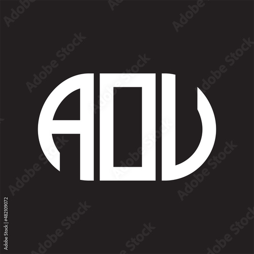 AOV letter logo design on black background. AOV photo