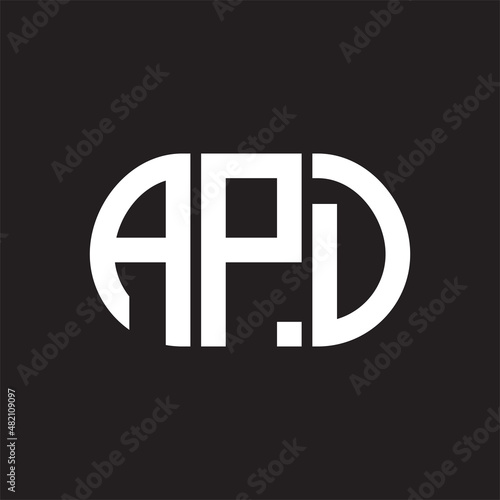 APD letter logo design on black background. APD