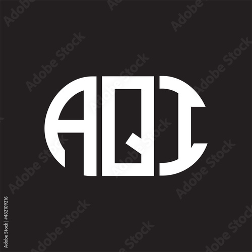 AQI letter logo design on black background. AQI