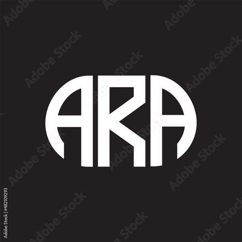 ARA letter logo design on black background. ARA