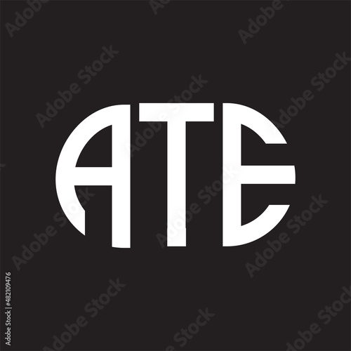 ATE letter logo design on black background. ATE