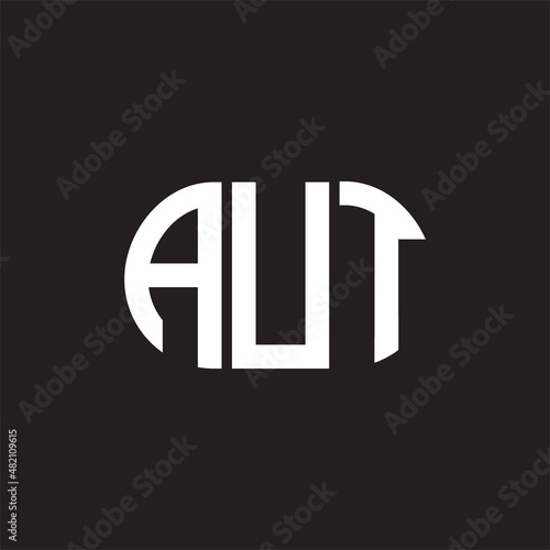 AUT letter logo design on black background. AUT