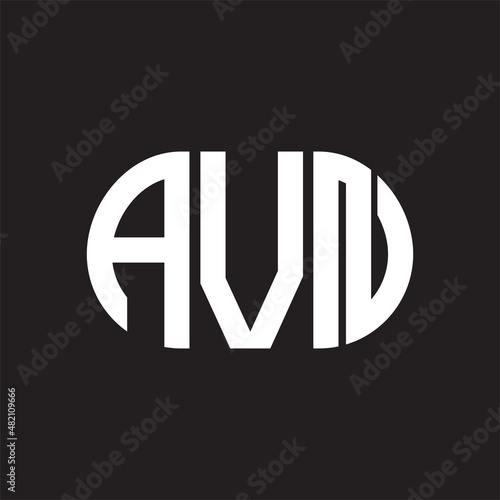 AVN letter logo design on black background. AVN