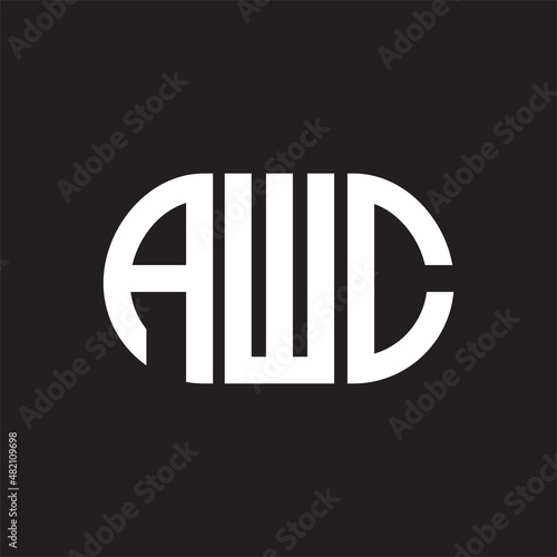 AWC letter logo design on black background. AWC