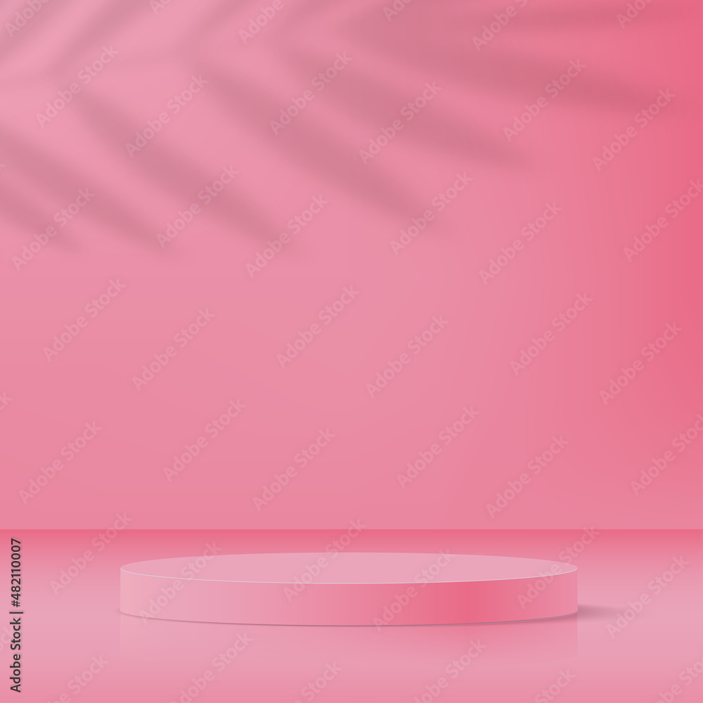 Asbtract background with pink podium for cosmetics product. Vector