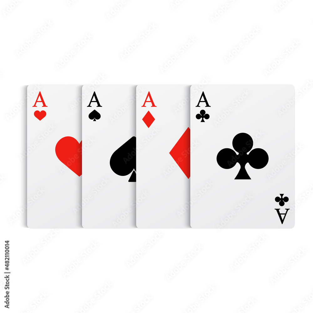 Set of playing cards, ace of four suits. Vector Set of playing cards, ace of four suits. Vector
