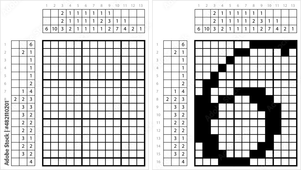 Fototapeta premium Number Six Nonogram Pixel Art M_2201002
