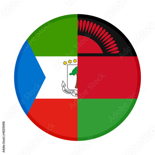 round icon with equatorial guinea and malawi flags. vector illustration isolated on white background