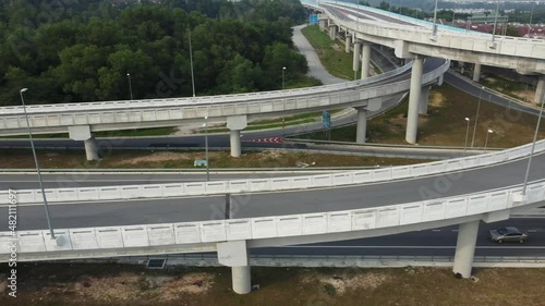 Wallpaper Mural Drone aerial side view of highway bridge in a suburb. Travel transportation or traffic concept. Torontodigital.ca