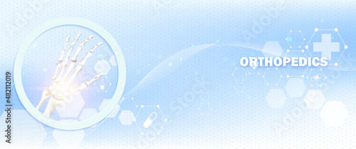 Abstract science medical orthopedics of wrist and hand injury. The concept for hospital and research.