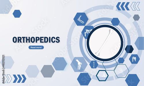 Abstract science medical orthopedics of humerus and forearm injury. The concept for hospital and research.