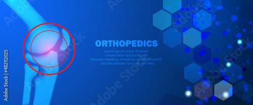 Abstract science medical orthopedics of knee and joint injury. The concept for hospital and research.