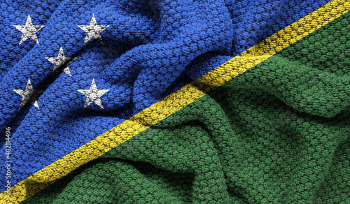 Solomon islands flag on knitted fabric. 3D-image