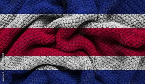 Costa Rica flag on knitted fabric. 3D-image