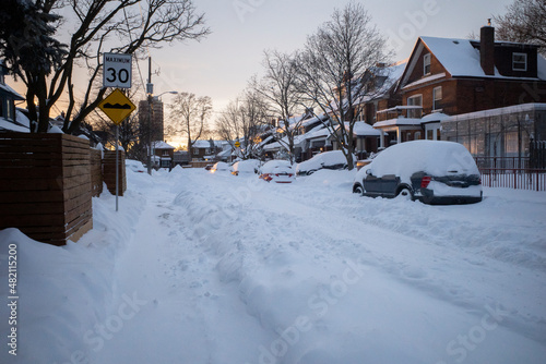 Canvas Print Toronto, Ontario / Canada - January 17, 2022 - Toronto St Clair West on day of s