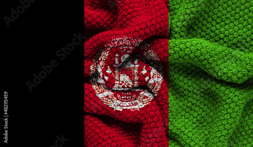 Afghanistan flag on knitted fabric. 3D-image photo