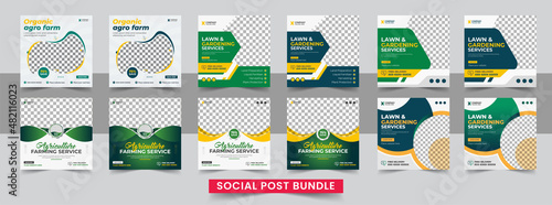 Agro farm services social media post or web banner template design bundle photo