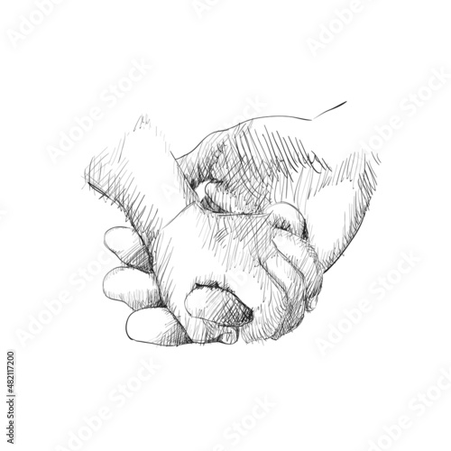 Parent and Child Holding Hand sketch