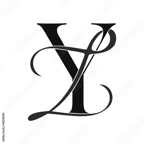 yz, zy, monogram logo. Calligraphic signature icon. Wedding Logo Monogram. modern monogram symbol. Couples logo for wedding photo