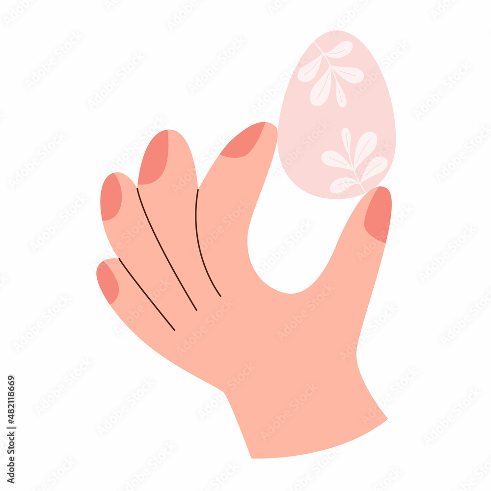Hand hold easter egg on white background Hand hold easter egg on white background
