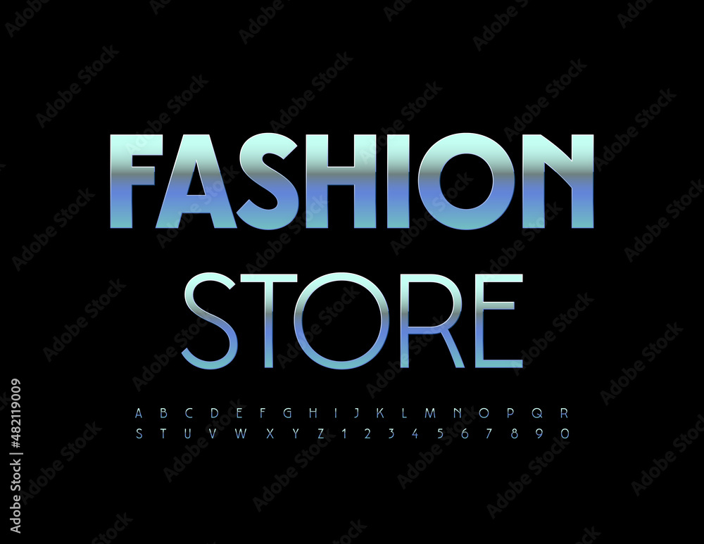Vector stylish Sign Fashion Store. Elegant Slim Font. Trendy set of Alphabet Letters and Numbers