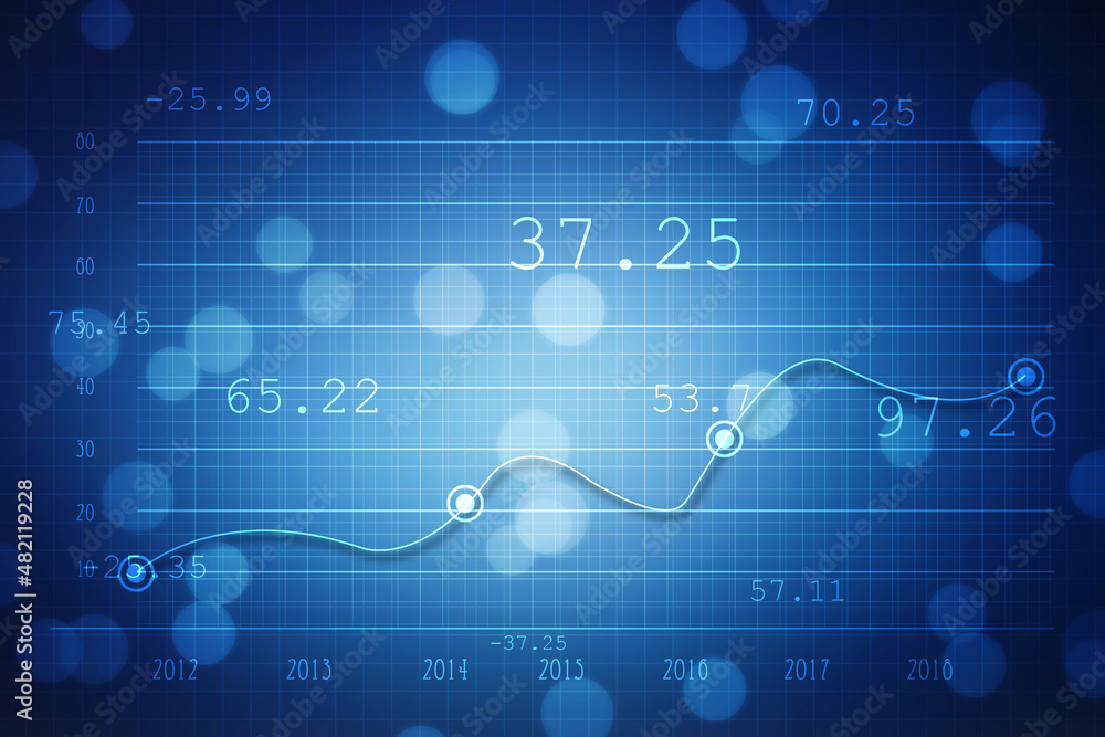 Business Growth graph on technology background, Futuristic raise arrow chart digital transformation abstract technology background. Big data and business growth currency stock and investment economy