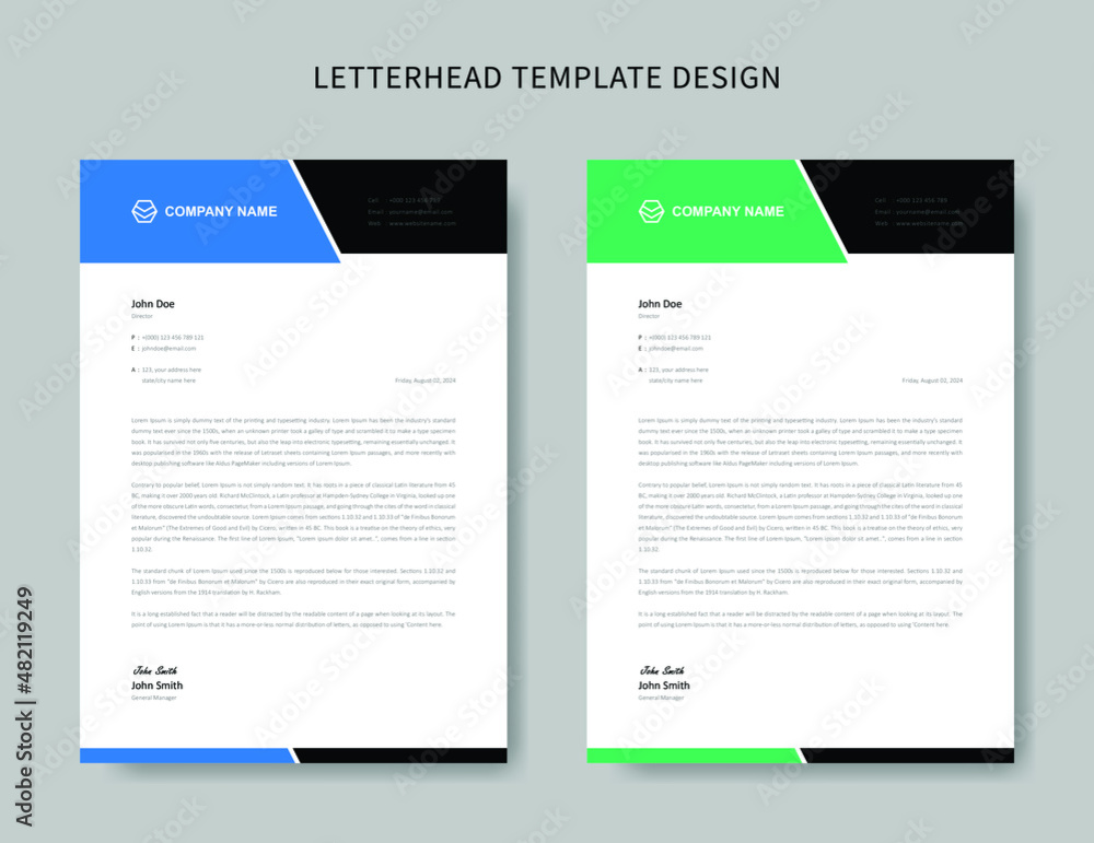 Modern corporate letterhead template design
