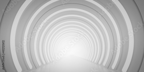 Light Corridor modern background. Futuristic Sci-Fi Tunnel. 3D Rendering © Production Perig