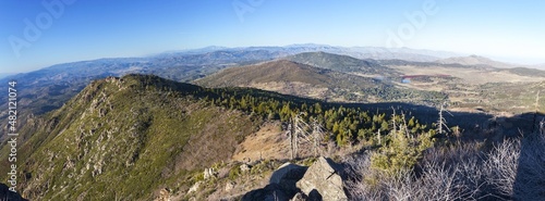 Panoramic Landscape Aerial View of Cuyamaca Rancho State Park and Distant San Jacinto Southern California Mountain Range on Horizon photo