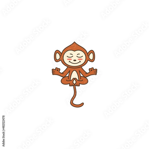 Meditation yoga chill relaxing monkey medical logo 