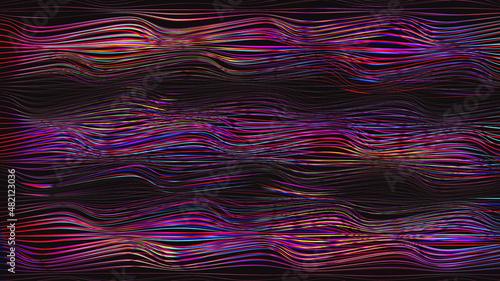 Glitch distorted geometric background . Modern art design . Noise destroyed glitched poster . Trendy defect error background with speed lines . Glitched artwork  .Broken effect .vector 
