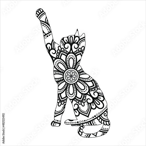 Cat Mandala Vector   Animal Mandala coloring page for  adults   vector  illustration  mandala art 