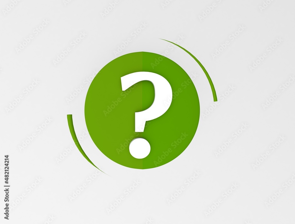 Question Mark green white BG image 3D render image Question Mark green white BG image 3D render image