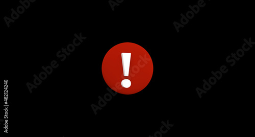 caution Sign red on Black BG Safety, Stop Sign, 3D render image