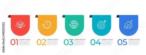 Timeline 5 steps infographic template design