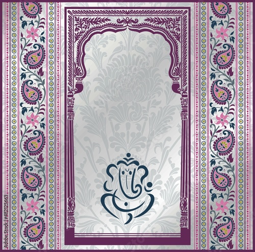 Ganesha, wedding card, royal Rajasthan, India	