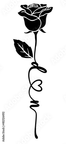 dn, nd, letters  heart with rose Monogram, Valentine love icon