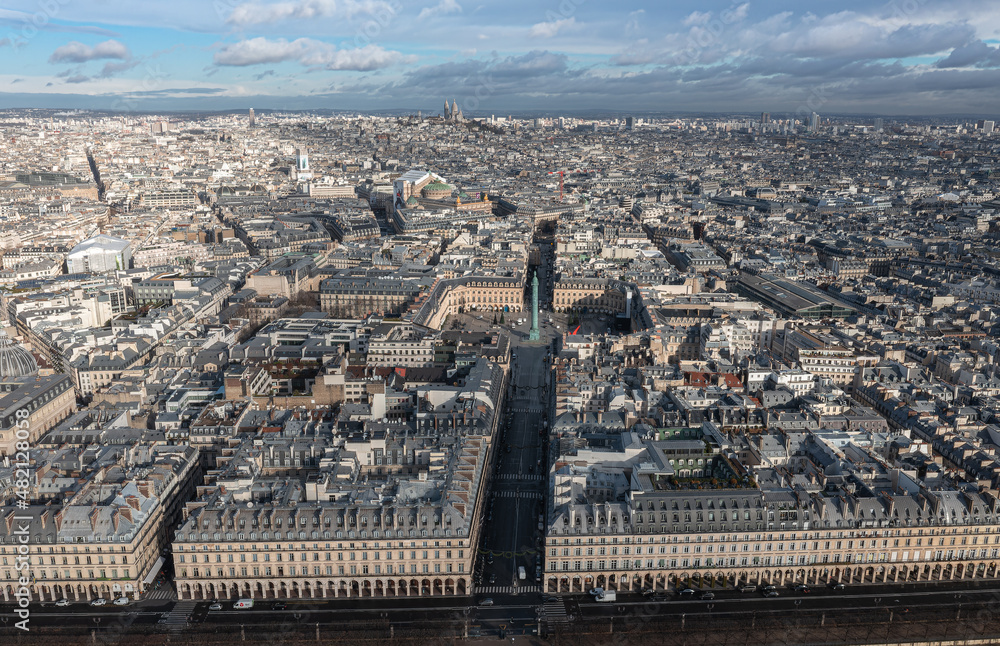 Panorama of Paris. Louvre. January 2022