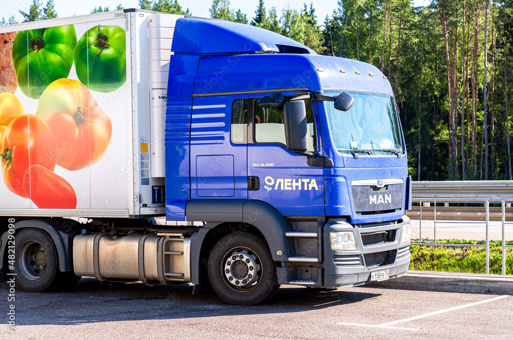 MAN truck of grocery Lenta store Stock Photo | Adobe Stock