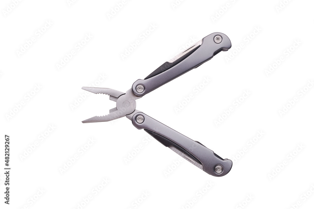Steel multitool isolated on white background Steel multitool isolated on white background
